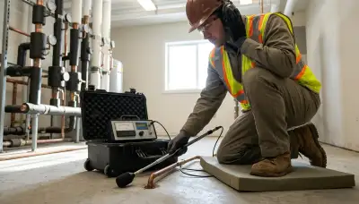 Leak detection technician inspecting hidden water damage in Hartford, CT home