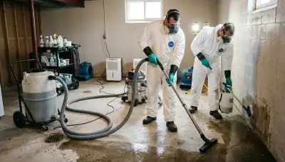 Hartford, CT sewage cleanup crew sanitizing a flooded home after water damage cleanup