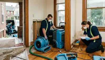 Hartford, CT water damage restoration crew repairing flood-damaged property