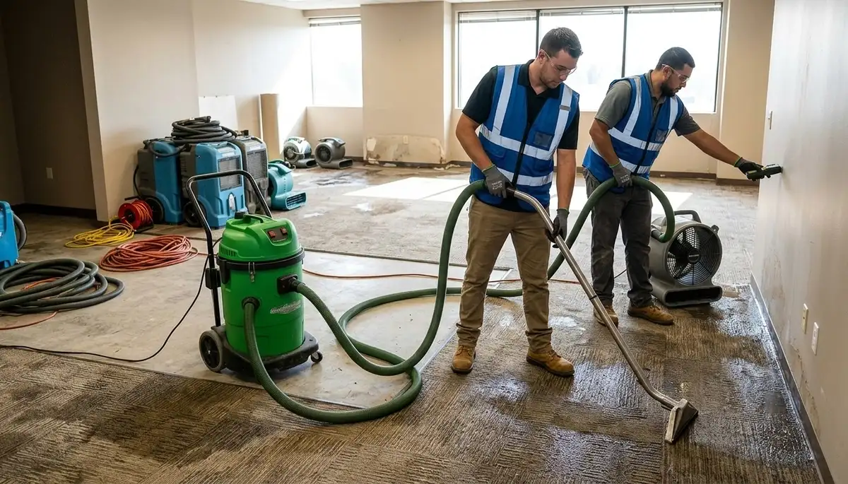 Water extraction crew in Hartford, CT restoring a flooded home after storm or pipe damage